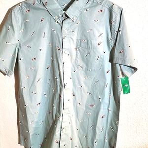 Blue Green  Dip surfer surfboards button. Up Sz S mens